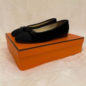 CHANEL Black Velvet Flats